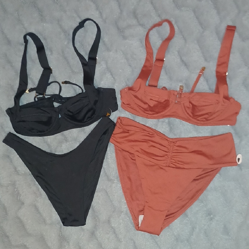 Victoria's Secret Black Brazilian and Rust High-Waist Bikini Sets Size XS